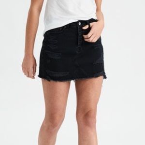 AEO High-Wasted Distressed Denim Skirt